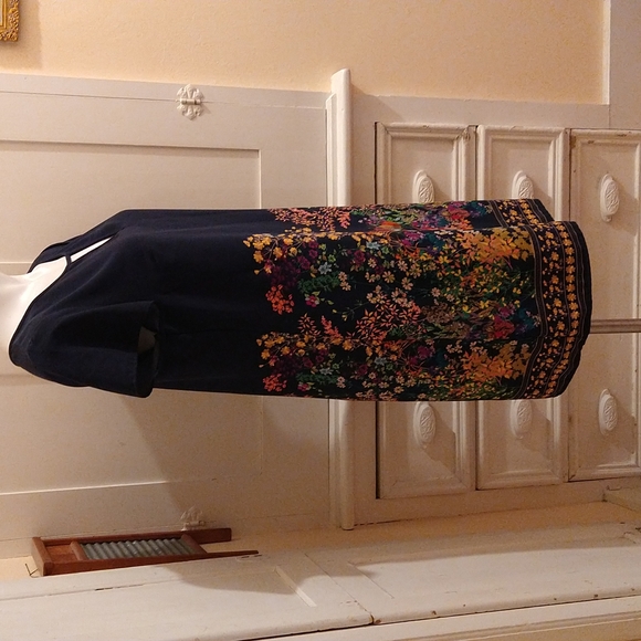 Merina navy and floral dress Sz M - Picture 2 of 7